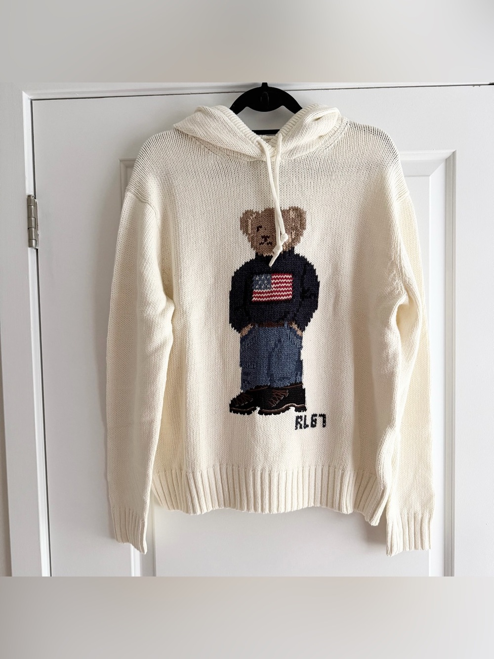 Polo Ralph Lauren Cream Knit Bear Hoodie NWT